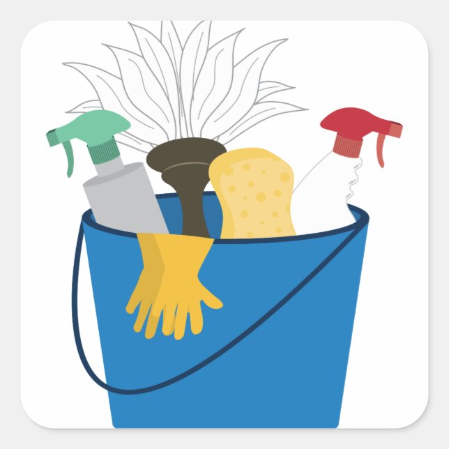 Cleaning Supply Bucket Square Sticker (Front)
