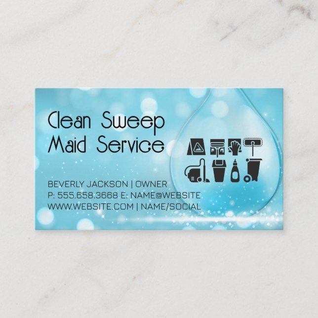 Cleaning Supply Icons | Home Care Business Card (Front)