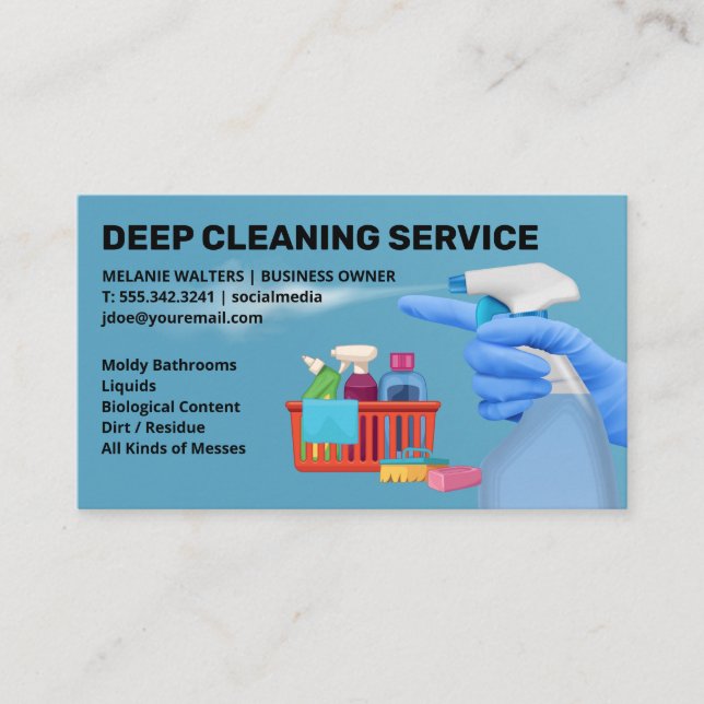Cleaning Tools | Maid Spraying Solution Business Card (Front)