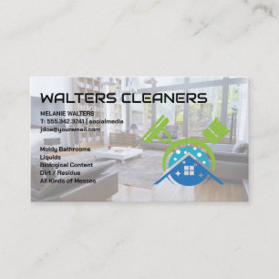 Cleaning Tools Services Logo   House Living Room Business Card
