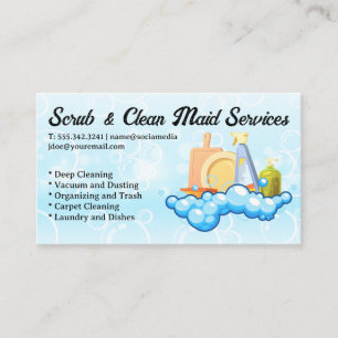 Cleaning Tools Soap Bubbles Business Card
