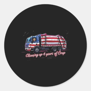 Cleaning Up 4 Years Of Crap Vote Trump 2024 Electi Classic Round Sticker