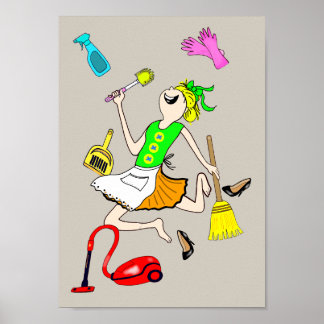 Cleaning up easily while laughing. poster