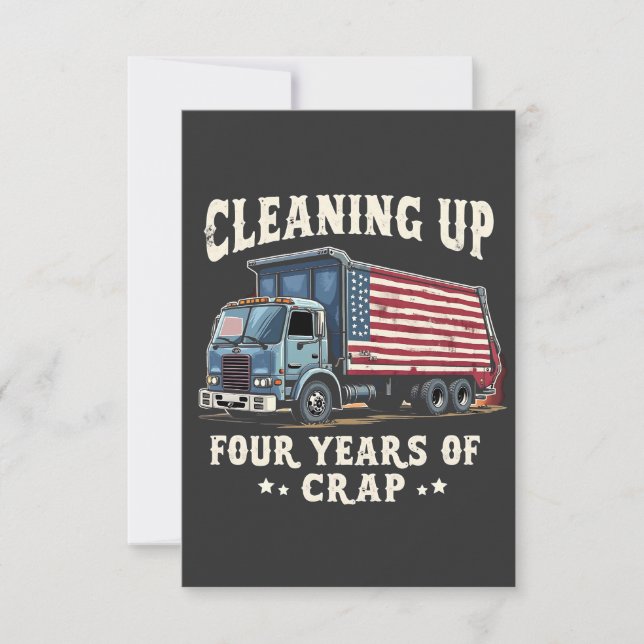 Cleaning up Your 4 years Trump Garbage Inaguration Thank You Card (Front)