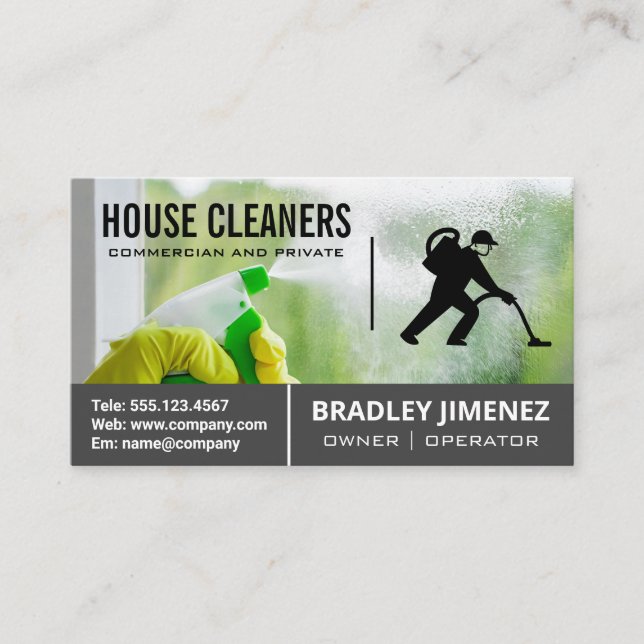 Cleaning Windows | Carpet Cleaner Business Card (Front)