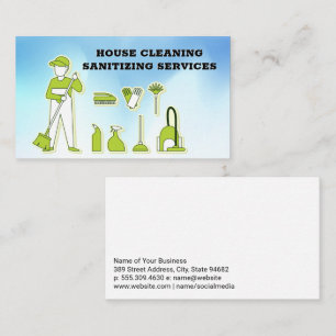 Cleaning Worker and Sanitising Equipment Business Card