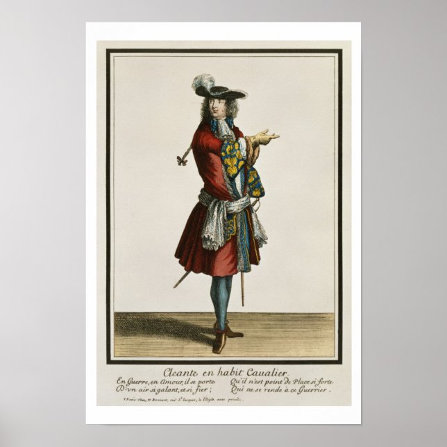 Cleante Dressed as a Cavalier, fashion plate, c.16 Poster (Front)