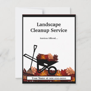 Cleanup Autumn Leave Raking Service Card