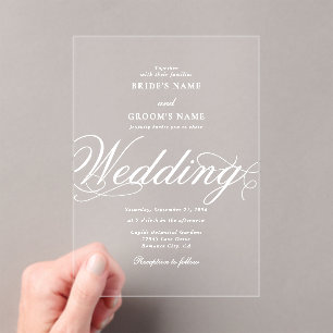 Clear Acrylic Elegant Classy Luxury White Wedding Invitations