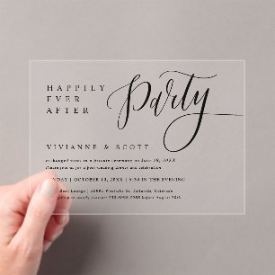 Clear Acrylic Elopement Wedding Party Invitation