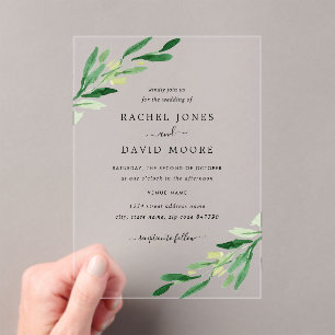 Clear Acrylic Leaf Wedding Invitation