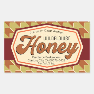Clear Amber Wildflower Honey Jar Product Labels