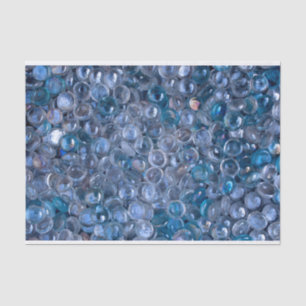 Clear and Blue Tinted Glass Marbles in Water Tissue Paper