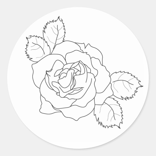 Clear Beauty: Line Art Rose Sticker (Front)