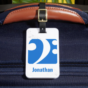 Clear Blue Bass Clef Music Symbol Luggage Tag