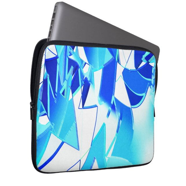 Clear blue image clippings twisted irregularly laptop sleeve (Front Right)