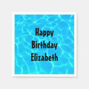 Clear Blue Pool Water Photo Birthday Napkin