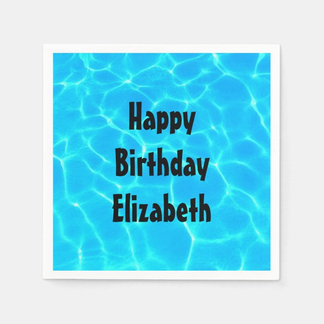Clear Blue Pool Water Photo Birthday Napkin (Front)