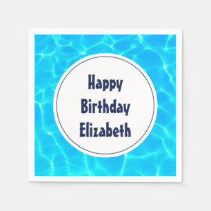 Clear Blue Pool Water Photo Birthday Napkin