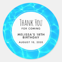 Clear Blue Pool Water Photo Birthday Thank You