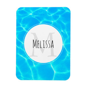 Clear Blue Pool Water Photo Monogram Magnet