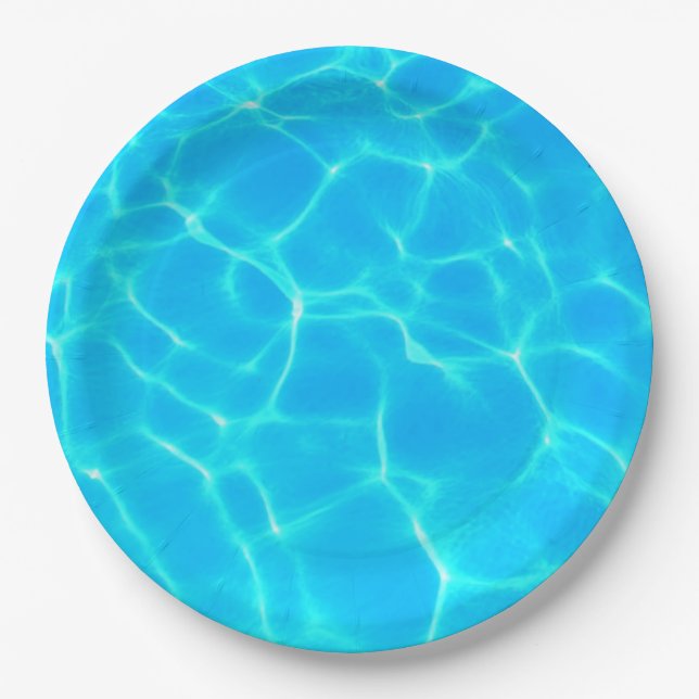 Clear Blue Pool Water Photo Paper Plate (Front)