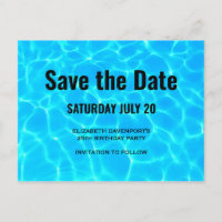 Clear Blue Pool Water Photo Save the Date Party