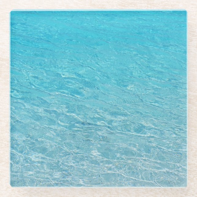 Clear Blue Sea Glass Coaster (Front)