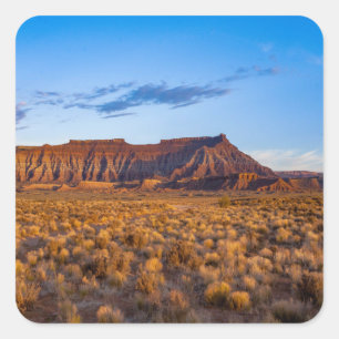 clear blue sky covers gorgeous brown hill square sticker