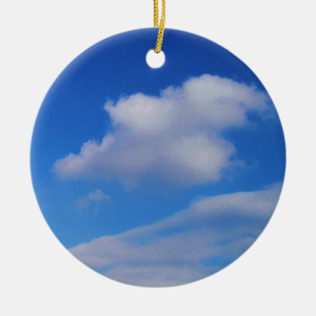 Clear Blue Sky & White Clouds Christmas Ornament (Front)