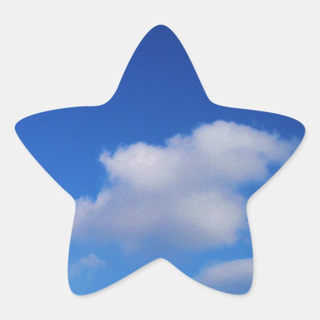 Clear Blue Sky & White Clouds Star Sticker (Front)