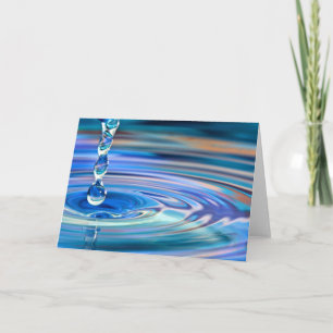 Clear Blue Water Drops Flowing Card