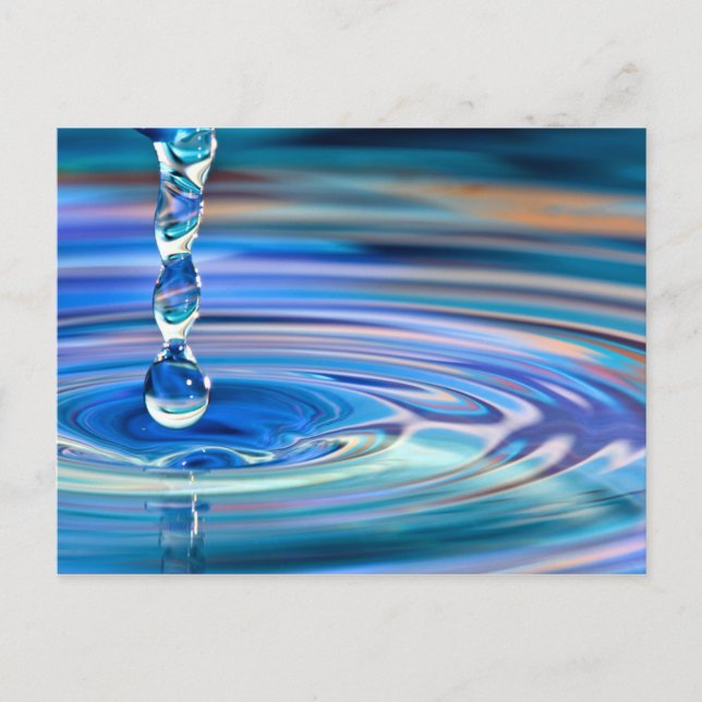 Clear Blue Water Drops Flowing Postcard (Front)