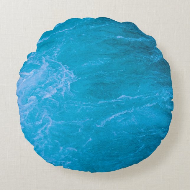 Clear blue water round cushion (Front)