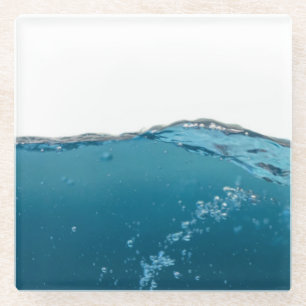 Clear Blue Wave Glass Coaster