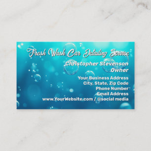 Clear Bubbles Blue Water Car Detailing Cleaning Business Card