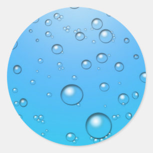 Clear Bubbles, Blue Water Classic Round Sticker