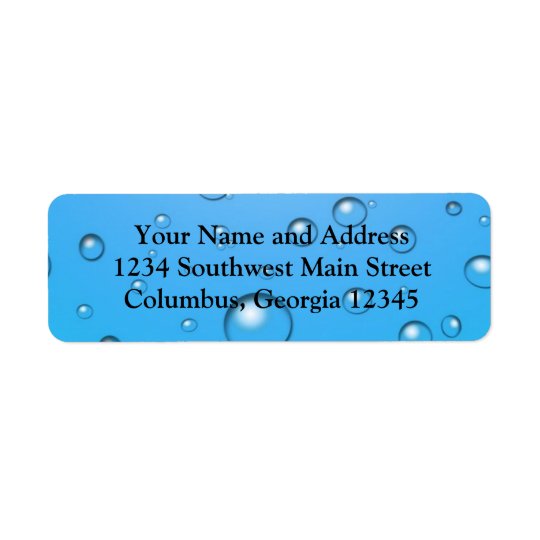 Clear Bubbles, Blue Water Return Address Label