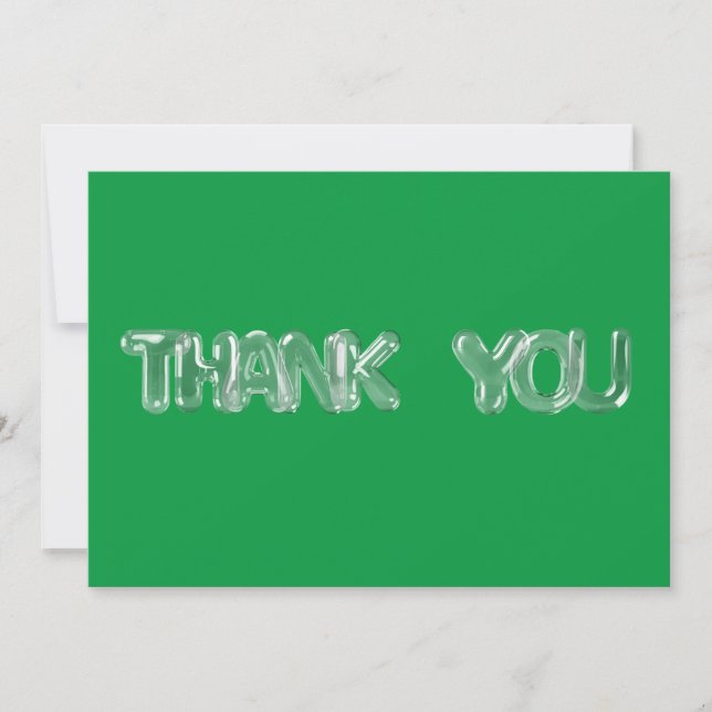 CLEAR BUBBLES FONT (green bkgrd) Thank You Card (Front)