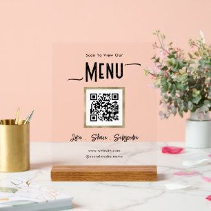 Clear Business Menu Connect  Acrylic Sign