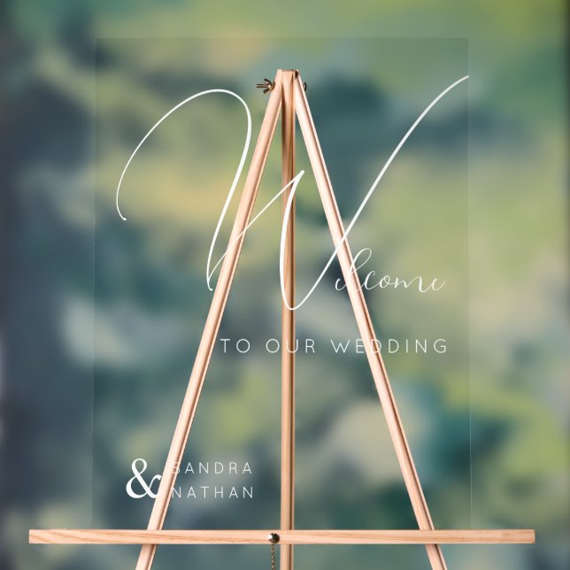Clear Calligraphic Welcome to Our Wedding Sign (Neutral)