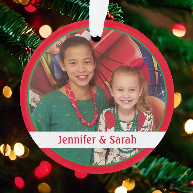 Clear Christmas 2 Photo Kids Picture Simple Modern Ornament (Creator Uploaded)