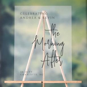 Clear Classy The Morning After Wedding Sign