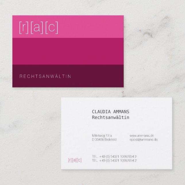 Clear, colorful, distinct business card (Front/Back)