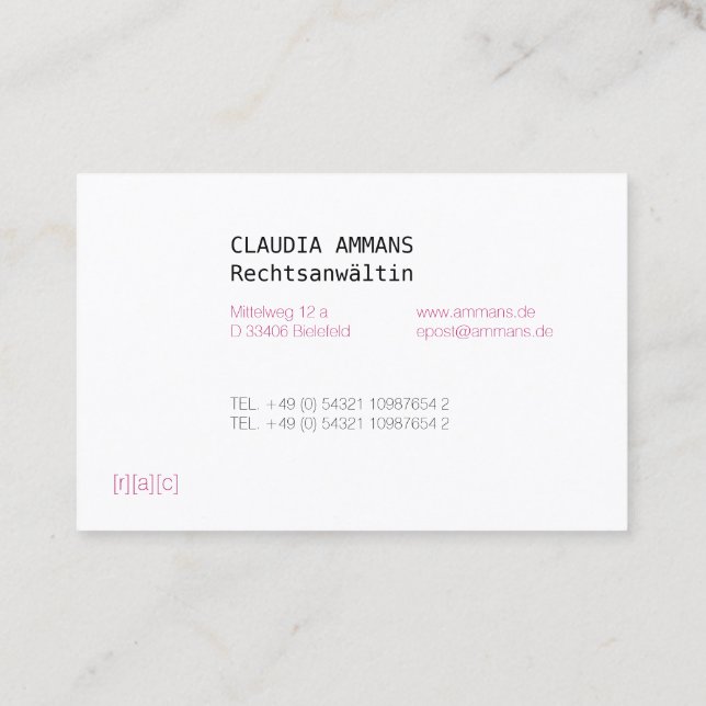 Clear, colorful, distinct business card (Back)