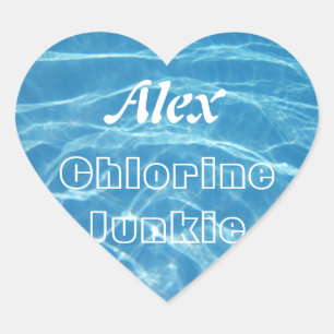 Clear Cool Blue Aquatic Pool Water Swimming Heart Sticker