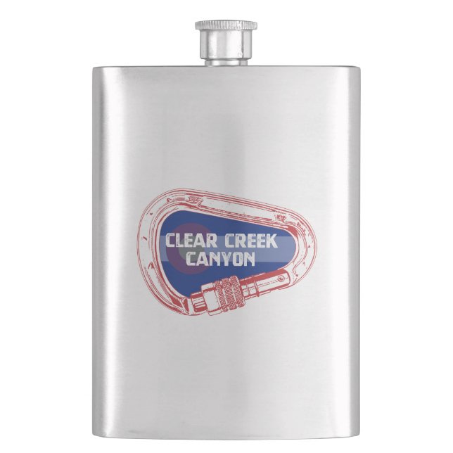 Clear Creek Canyon Colorado Climbing Carabiner Hip Flask (Front)