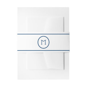 Clear, Crisp Navy and White Minimalist Invitation Belly Band
