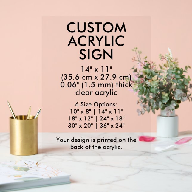 Clear Custom Acrylic Sign 14" x 11" Vertical (Wedding)