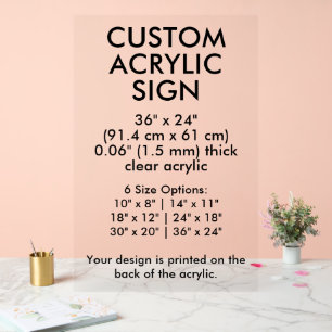 Clear Custom Acrylic Sign 36" x 24" Vertical